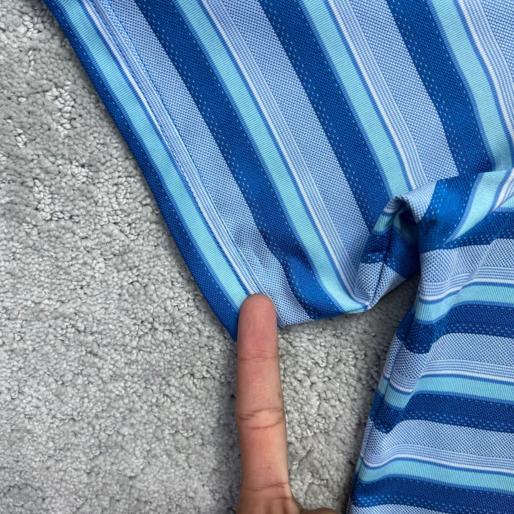 Adidas ClimaCool Golf Polo Shirt Mens Large Blue Striped Tumble Creek Club - Picture 10 of 14